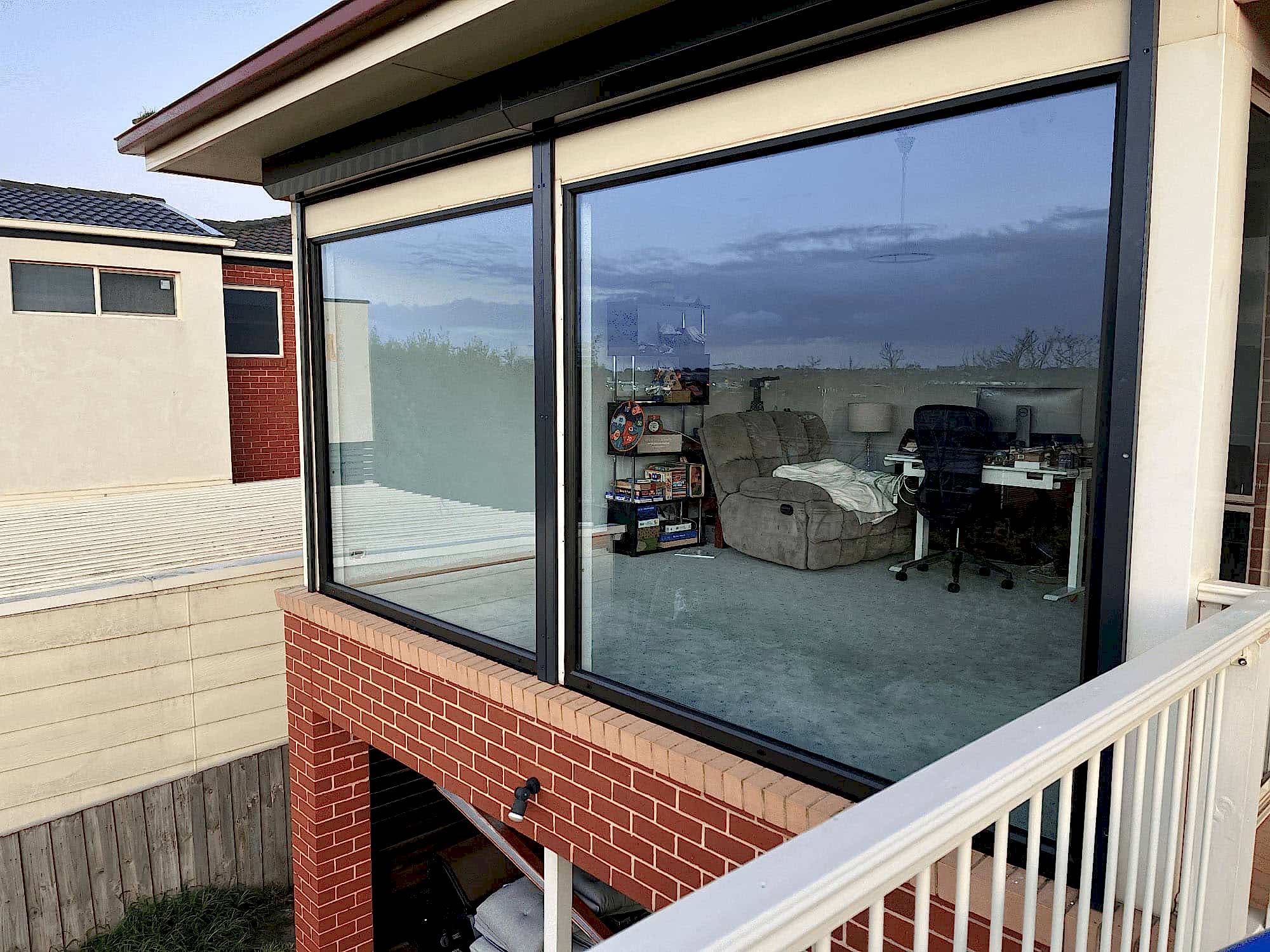 Big size smooth black fixed windows